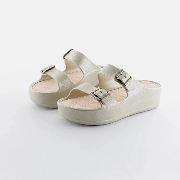 PLATFORM DOUBLE BUCKLE Giulietta Warm Grey SPARKLE SLIDE Sandal Lemon Jelly 