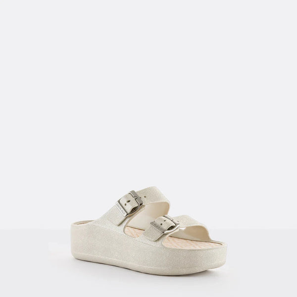 PLATFORM DOUBLE BUCKLE Giulietta Warm Grey SPARKLE SLIDE Sandal Lemon Jelly 