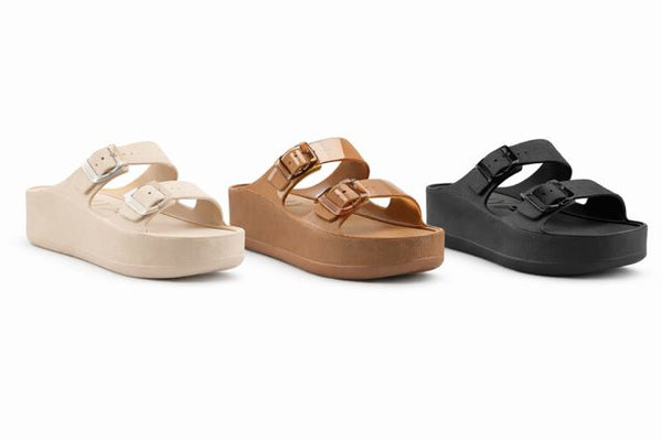 PLATFORM DOUBLE BUCKLE SLIDE Sandal Lemon Jelly 