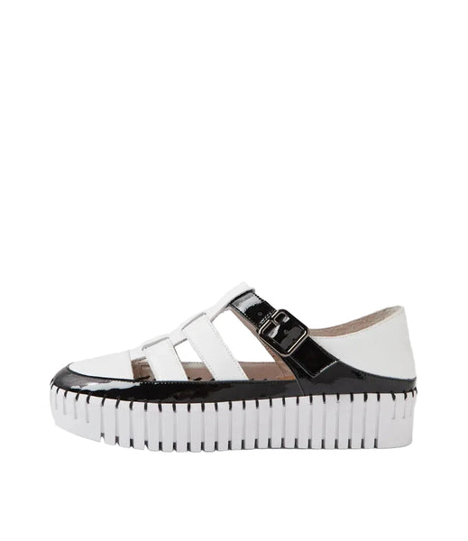 PLATFORM LEATHER SNEAKER Shoes Django & Juliette 36 Black White 