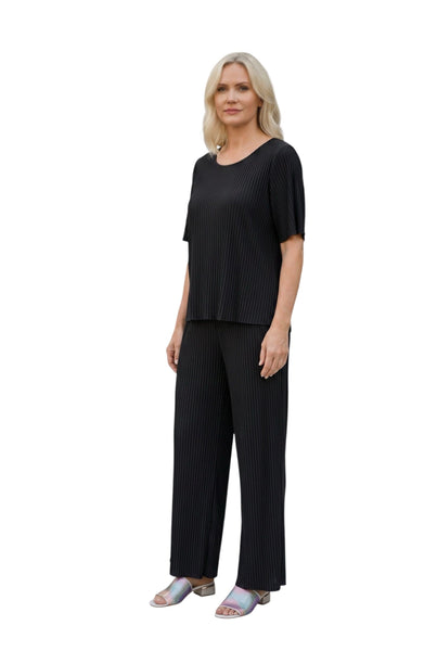 PLEATED BLACK FLARED PANT Pants Pistache L Black 