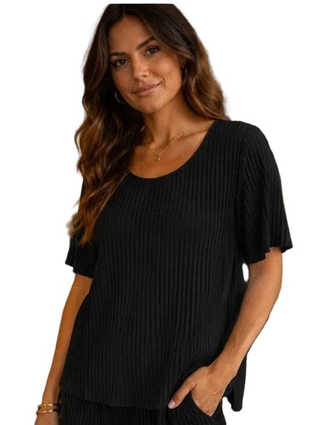 PLEATED BLACK SHORT SLEEVE TOP Top Pistache 