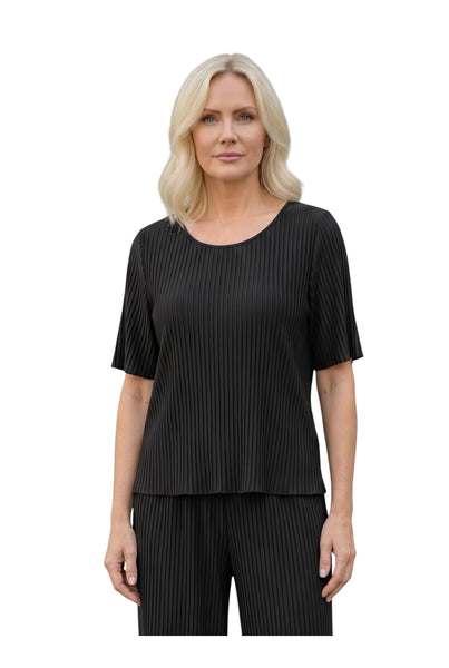 PLEATED BLACK SHORT SLEEVE TOP Top Pistache S Black 