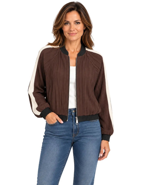 PLEATED BROWN BOMBER JACKET Jacket Esqualo 10 Brown 