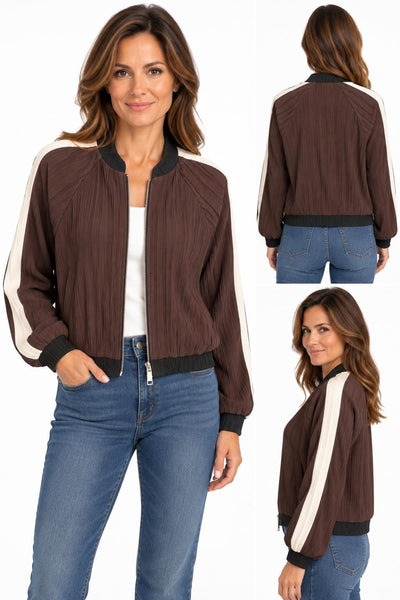 PLEATED BROWN BOMBER JACKET Jacket Esqualo 
