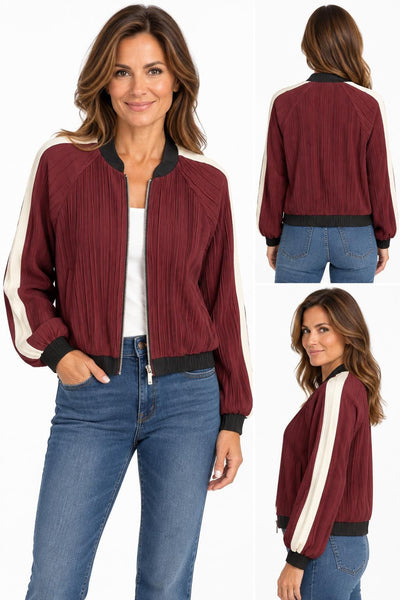 PLEATED BURGUNDY BOMBER JACKET Jacket Esqualo 