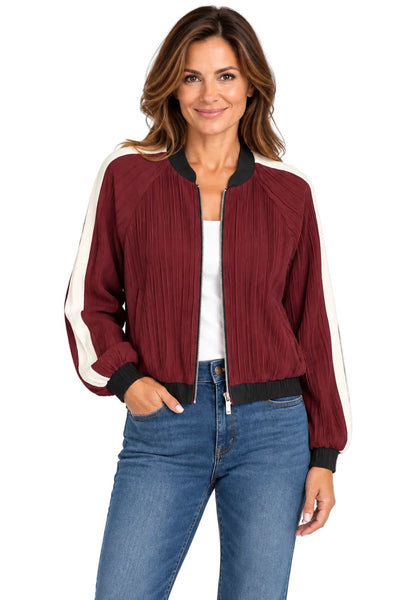 PLEATED BURGUNDY BOMBER JACKET Jacket Esqualo 6 Burgundy 