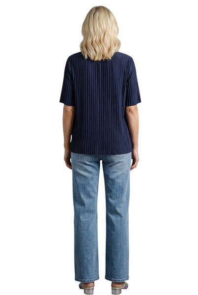 PLEATED NAVY SHORT SLEEVE TOP Top Pistache 