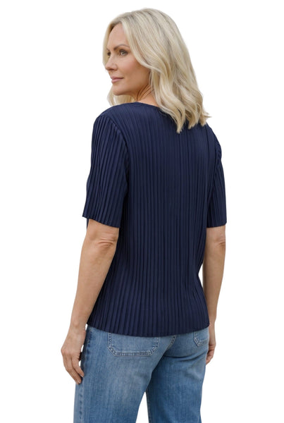 PLEATED NAVY SHORT SLEEVE TOP Top Pistache 