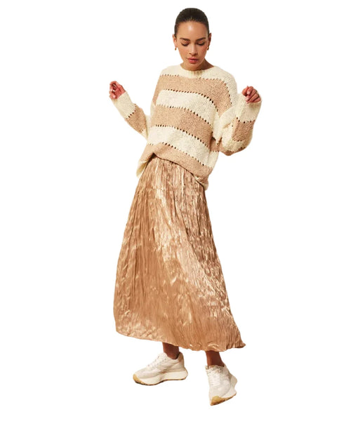 PLISSE CHANGEANT CAPPUCCINO SKIRT Skirt Esqualo 4 Cappuccino 