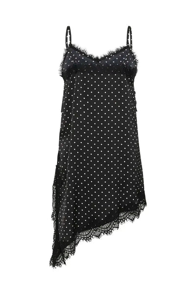 POLKA DOT TANK TOP WITH ASYMMETRICAL LACE HEMLINE Shirts & Tops Kaffe 