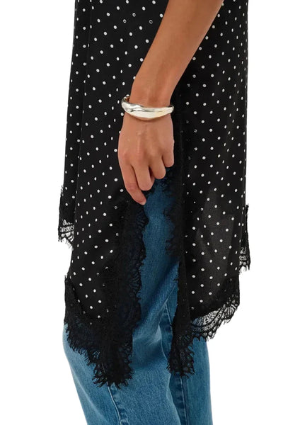 POLKA DOT TANK TOP WITH ASYMMETRICAL LACE HEMLINE Shirts & Tops Kaffe 