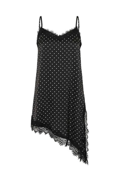 POLKA DOT TANK TOP WITH ASYMMETRICAL LACE HEMLINE Shirts & Tops Kaffe 