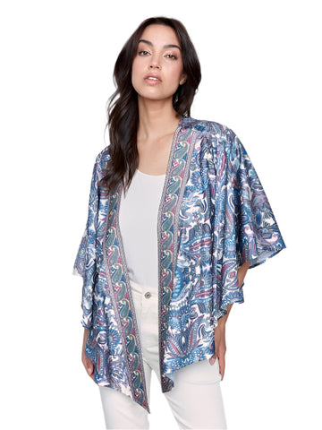 PRINTED 3/4 SLEEVE MULTI PRINT KIMONO Jacket Charlie B. XS Cahmere 