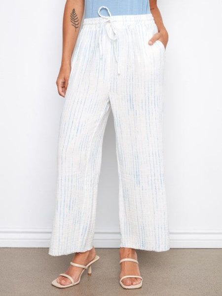 PRINTED BUBBLE COTTON DRAWSTRING CROPPED PANT WITH POCKETS Pants Charlie B 