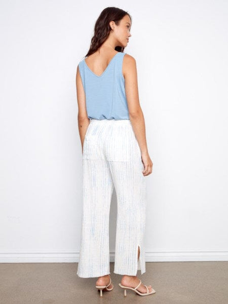 PRINTED BUBBLE COTTON DRAWSTRING CROPPED PANT WITH POCKETS Pants Charlie B 