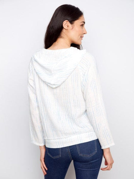 PRINTED BUBBLE COTTON HOODIE WITH KANGAROO POCKET Top Charlie B 