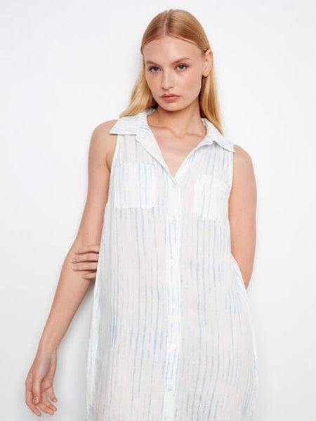 PRINTED BUBBLE COTTON SLEEVELESS SHIRT DRESS Dress Charlie B 
