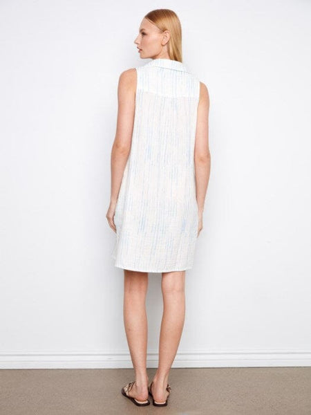 PRINTED BUBBLE COTTON SLEEVELESS SHIRT DRESS Dress Charlie B 
