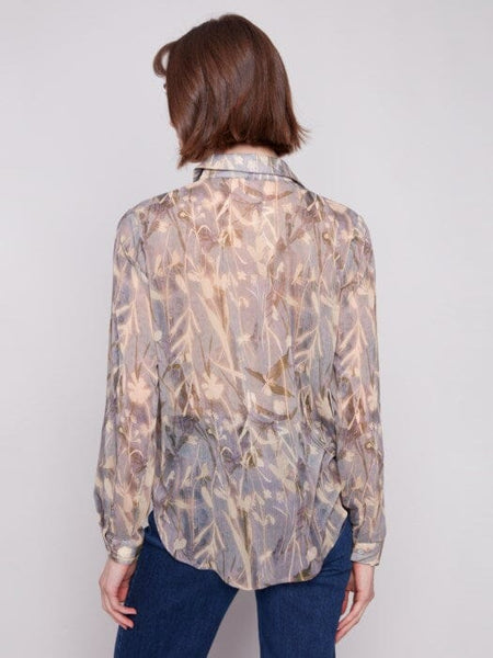 PRINTED CHIFFON BUTTON DOWN SHIRT Shirt Charlie B 