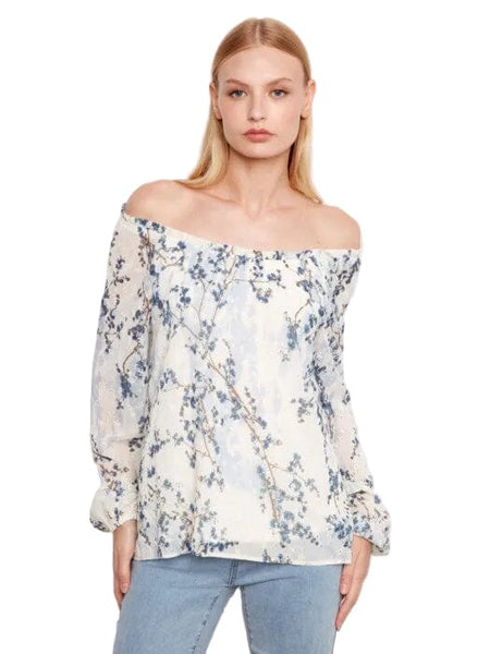 PRINTED EYELET BALLOON RAGLAN SLEEVE TOP Shirts & Tops Charlie B S Blossom 