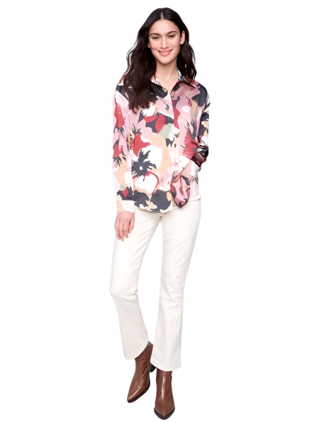PRINTED SATIN BUTTON DOWN SHIRT Shirt Charlie B. 