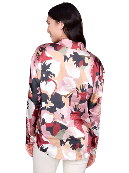 PRINTED SATIN BUTTON DOWN SHIRT Shirt Charlie B. 