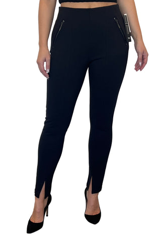 PULL ON EXPOSED SIDE ZIP POCKET BLACK PANT Pants Liverpool 4 Black 