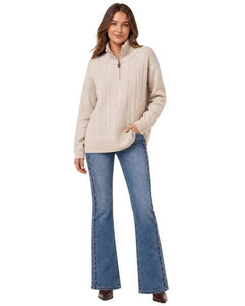 PULLOVER HALF ZIPPER CABLE KNIT SWEATER SWEATER GG 