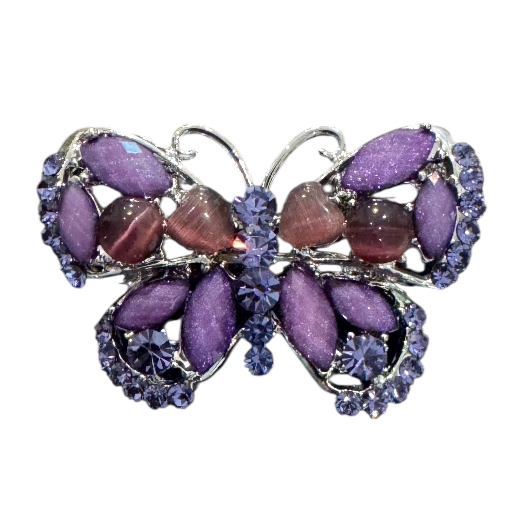 PURPLE FROSTED CRYSTAL BUTTERFLY BROOCH Brooch FashionWear Collection Purple 