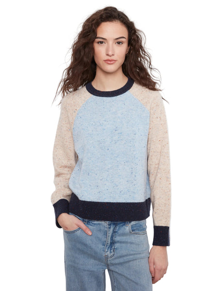 RAGLAN LONG SLEEVE CREW NECK COLOR BLOCKED SWEATER SWEATER Charlie B XS Iris 
