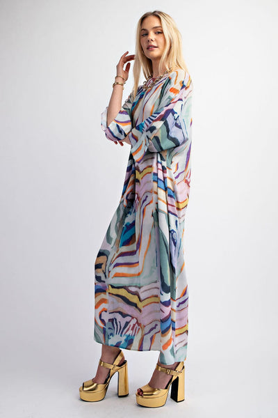 RAINBOW STRIPED SIDE SLIT MAXI DRESS Dress FashionWear Collection 