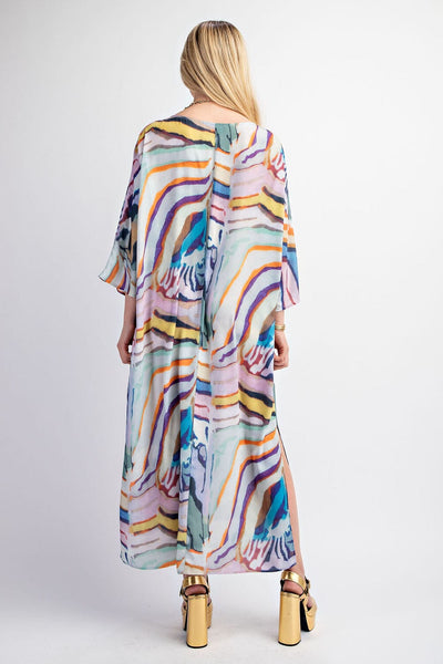 RAINBOW STRIPED SIDE SLIT MAXI DRESS Dress FashionWear Collection 