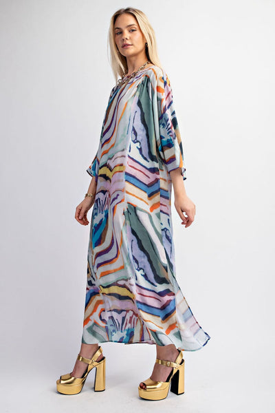 RAINBOW STRIPED SIDE SLIT MAXI DRESS Dress FashionWear Collection 