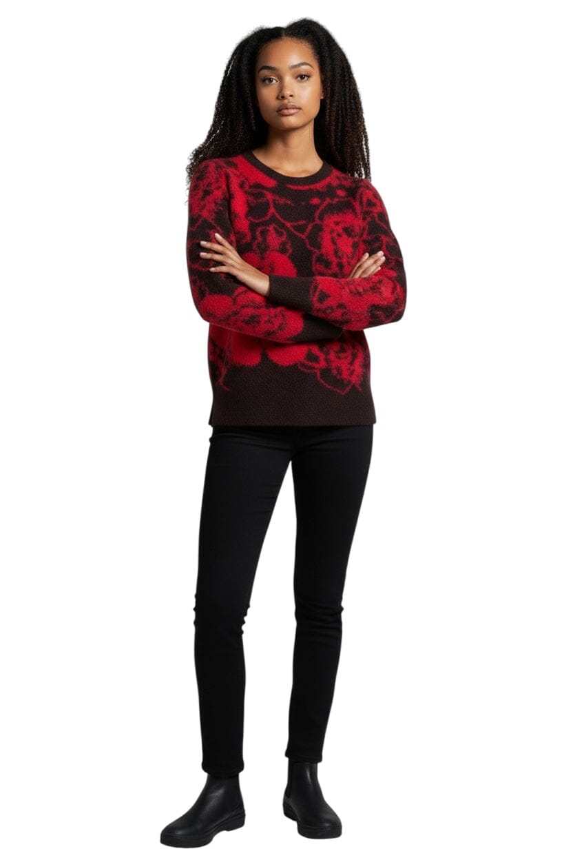 RED BLACK FLORAL ULTRA SOFT SWEATER SWEATER Liverpool 