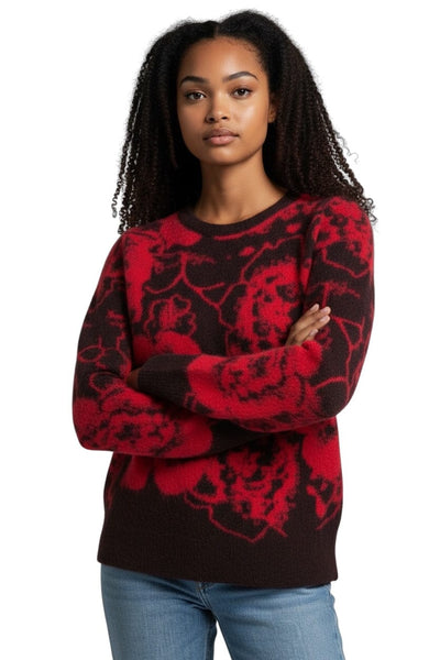 RED BLACK FLORAL ULTRA SOFT SWEATER SWEATER Liverpool 