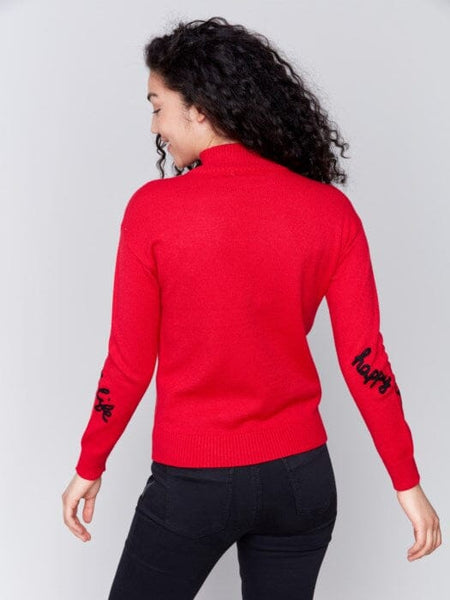 RED HAPPY LIFE CREW NECK SWEATER Sweater Charlie B. 