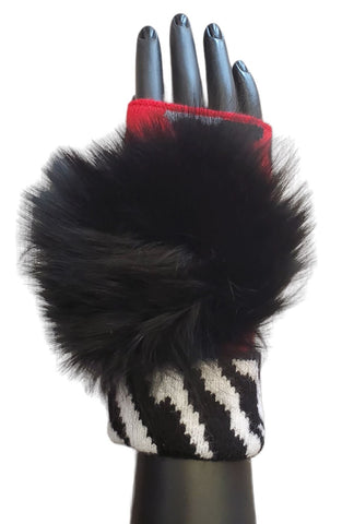 RED LEOPARD PRINT FINGERLESS GLOVES Gloves FashionWear Collection Red 