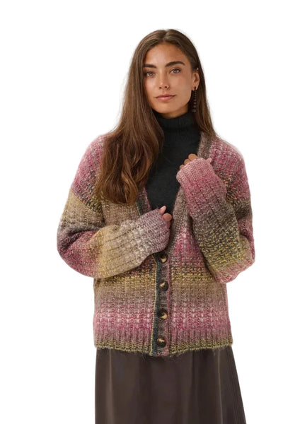 RED YELLOW MIX V NECK CARDIGAN Cardigan CULTURE 