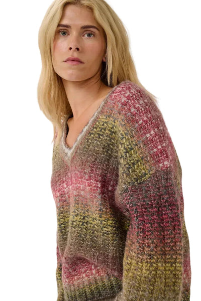 RED YELLOW MIX V NECK PULLOVER T Shirts & Tops CULTURE 