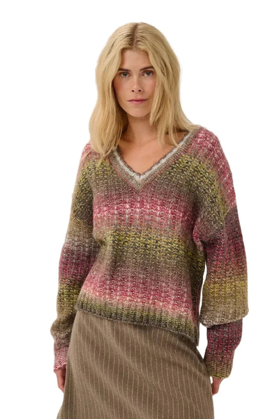RED YELLOW MIX V NECK PULLOVER T Shirts & Tops CULTURE XS Red yellow/Mix 