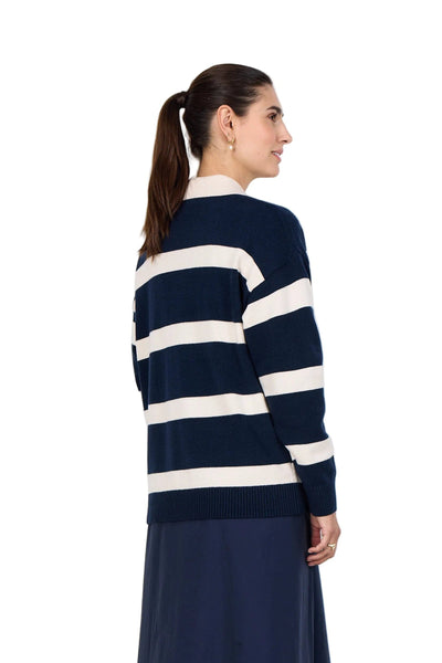 RELAXED FIT STRIPED COLLAR SWEATER Top SOYACONCEPT 