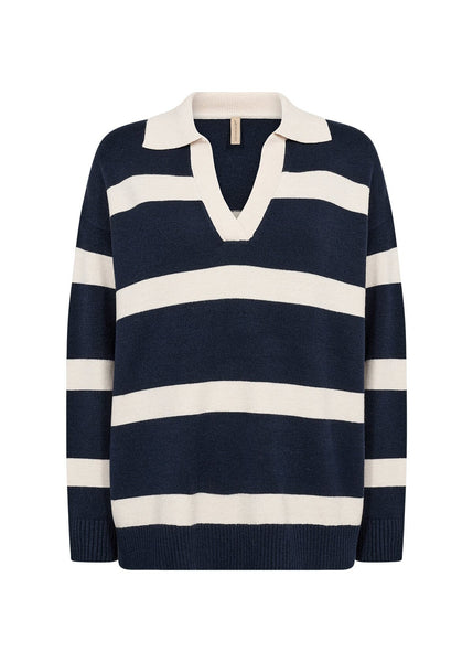 RELAXED FIT STRIPED COLLAR SWEATER Top SOYACONCEPT 