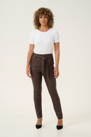 REMOVABLE BELT BROWN WAXED ANKLE PANT Pant CREAM 