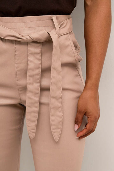 REMOVABLE BELT TAUPE WAXED ANKLE PANT Pant CREAM 