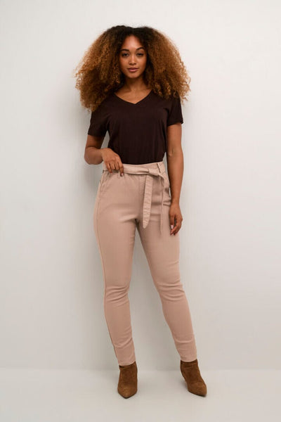 REMOVABLE BELT TAUPE WAXED ANKLE PANT Pant CREAM 