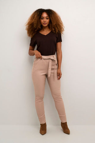 REMOVABLE BELT TAUPE WAXED ANKLE PANT Pant CREAM 