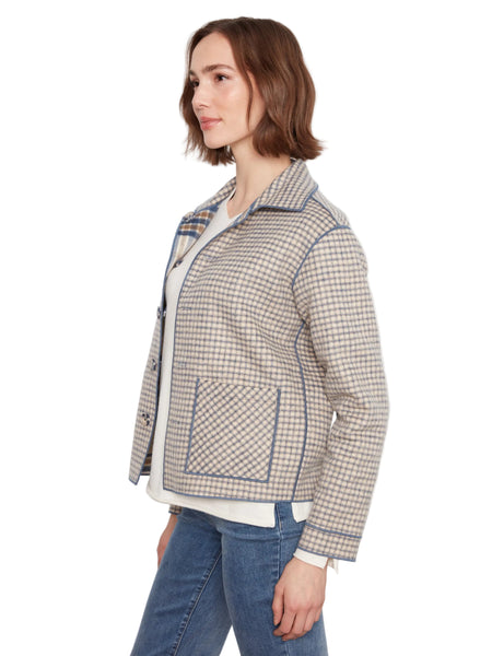 REVERSIBLE 2 WAY PLAID BUTTON DETAIL JACKET Jacket Charlie B 