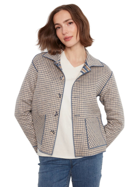 REVERSIBLE 2 WAY PLAID BUTTON DETAIL JACKET Jacket Charlie B 