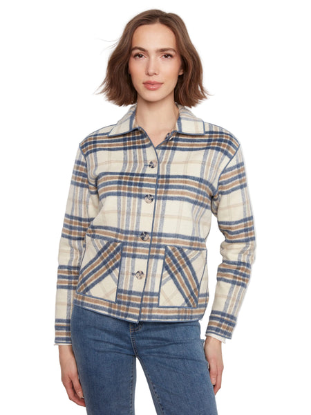 REVERSIBLE 2 WAY PLAID BUTTON DETAIL JACKET Jacket Charlie B 